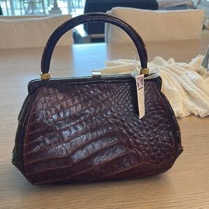 Vintage Alligator Leather Satchel Purse